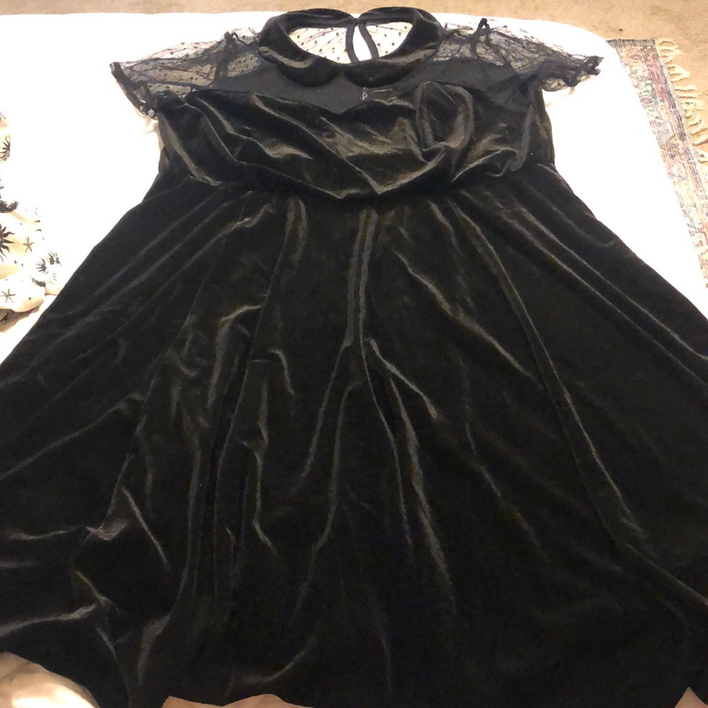 Faux Velvet Collard Dress